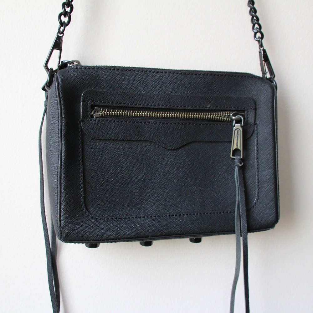 REBECCA MINKOFF Leather Chain-Link Crossbody Bag